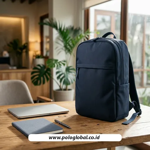 Backpack minimalis untuk welcome kit karyawan kantor.