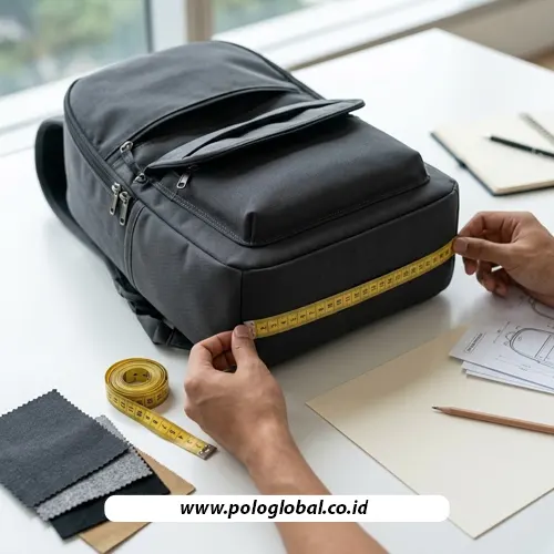 Pemeriksaan dimensi contoh tas sebelum menyetujui pesanan custom