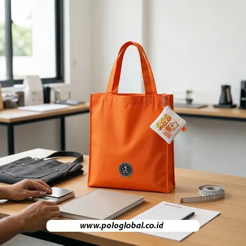 Pemeriksaan ukuran tote bag TB-003 untuk paket modul dan apron pelatihan barista
