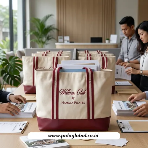 Persiapan tote bag custom untuk paket serah terima unit perumahan
