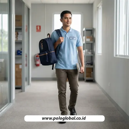 Petugas inventory menggunakan ransel custom saat pemeriksaan stok cabang