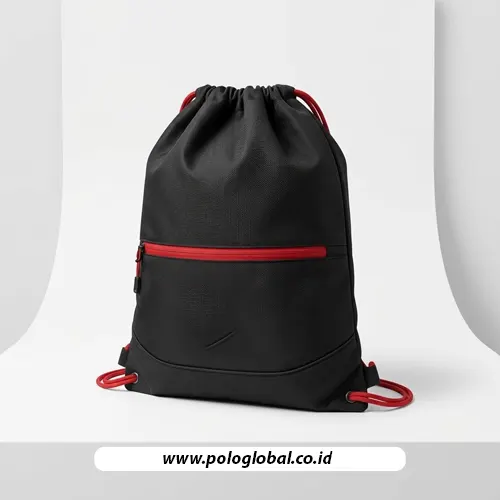 Tas serut custom Polo Global untuk paket peserta outbound perusahaan